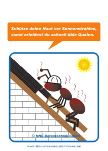HNC-Datentechnik | Ameisen-Comics zum Arbeitsschutz | Motiv Sonnenbrand