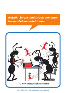 HNC-Datentechnik | Ameisen-Comics zum Arbeitsschutz | Motiv Fehlerteufel