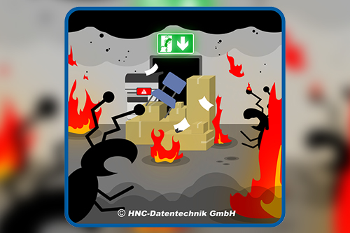 HNC-Datentechnik | Ameisen-Comics zum Arbeitsschutz | Motiv Brandschutz