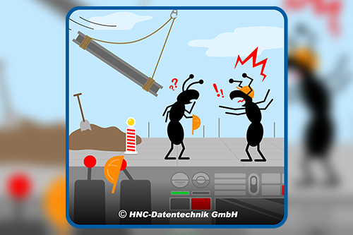 HNC-Datentechnik | Ameisen-Comics zum Arbeitsschutz | Motiv Lasten anschlagen