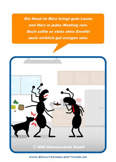 HNC-Datentechnik | Ameisen-Comics zum Arbeitsschutz | Motiv Bürohunde