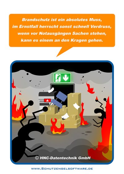 HNC-Datentechnik | Ameisen-Comics zum Arbeitsschutz | Motiv Brandschutz